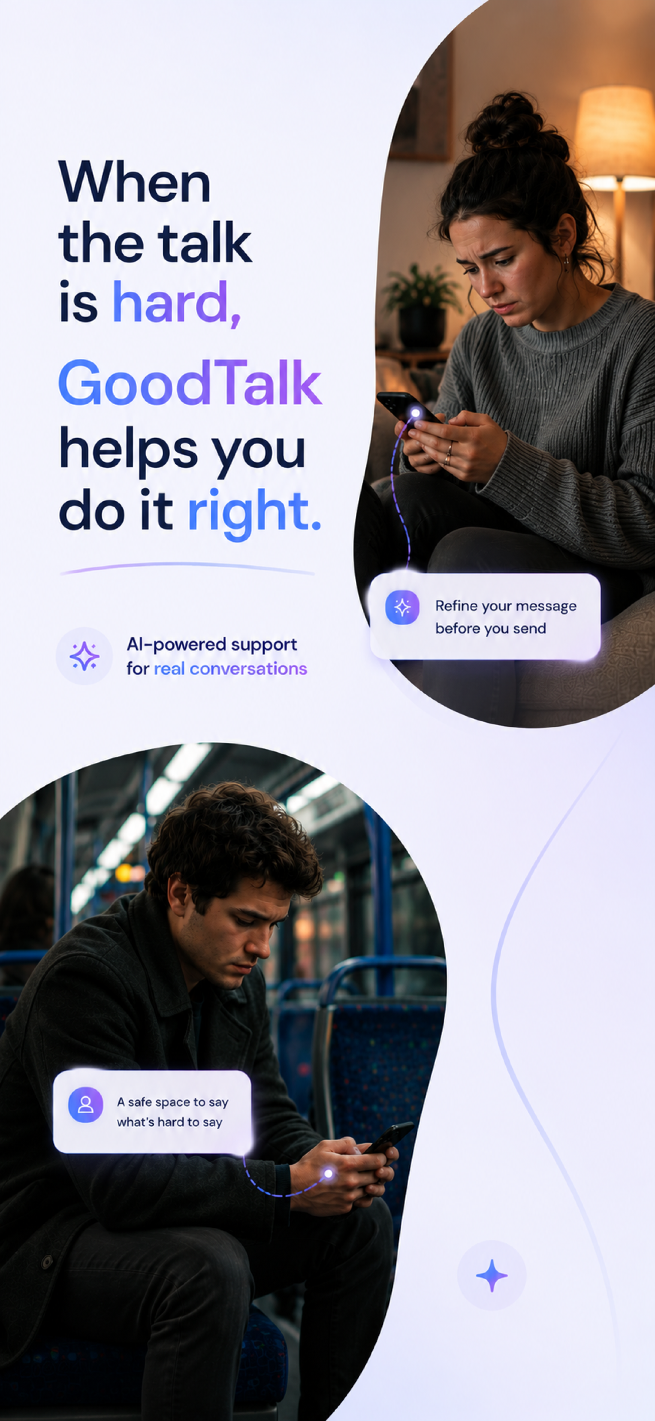 GoodTalk introduction showing support for difficult conversations.